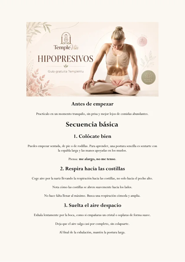 Vista previa de la primera página de la Guía básica de hipopresivos TempleViu
